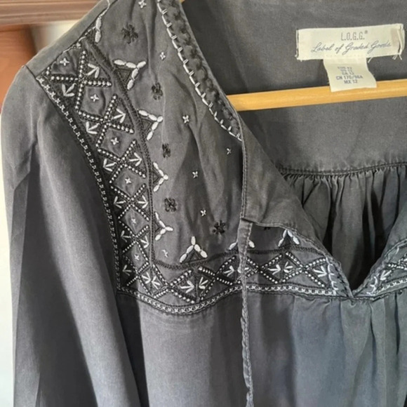 Dress 10 H&M L.O.G.G. black long sleeve boho Embroidery - Picture 6 of 6